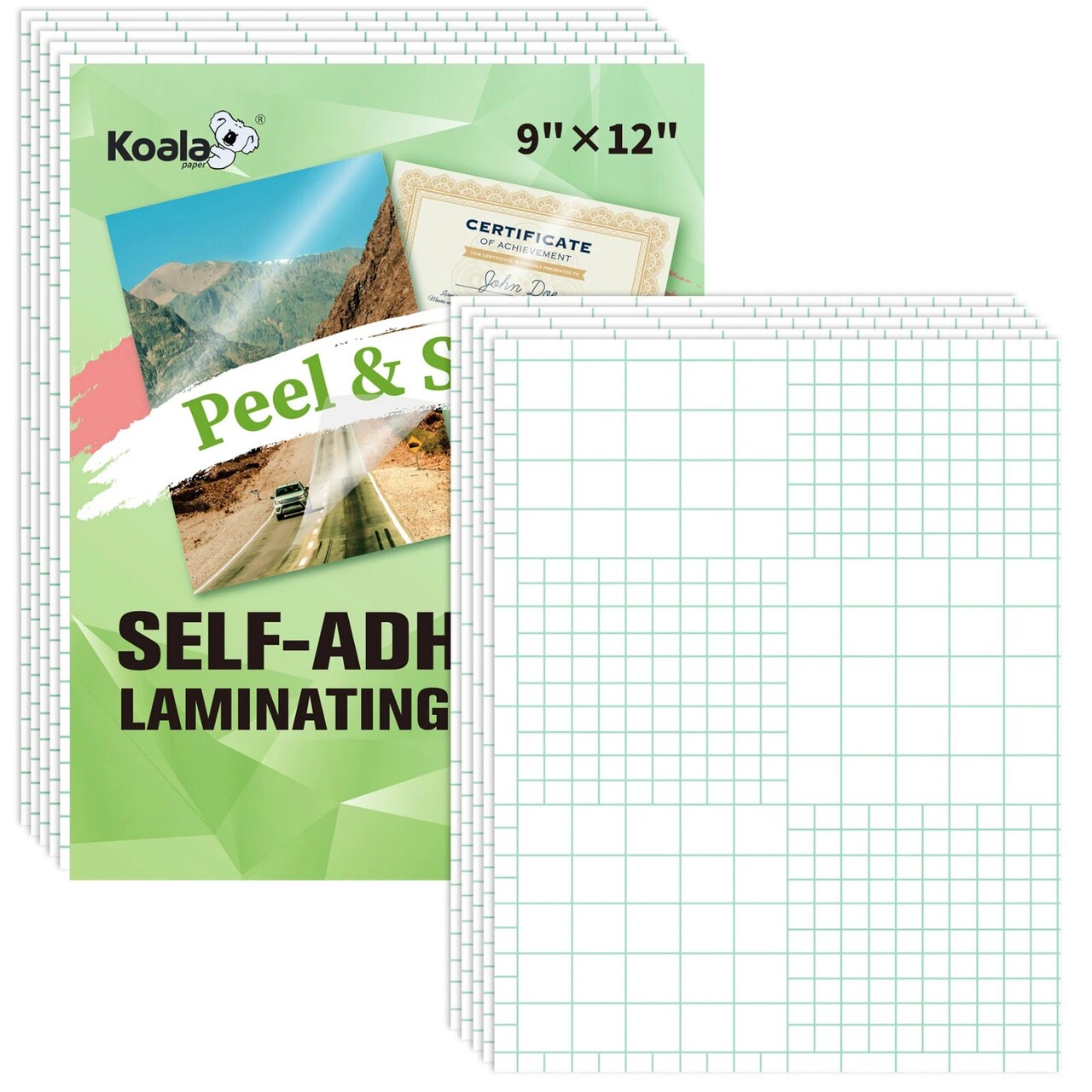 Koala Self-Adhesive Laminating Sheets 9" x 12" Clear Overlay 20 Ct